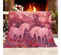 Extra Large Soft Fleece Throw Blanket for adult/bed 180x200 cm Dream Unicorn Jungle Florals Sherpa Fleece Throw Blanket for Couch, Pink Fuzzy Cozy Lightweight for All Season