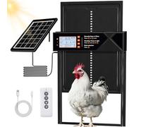 Extra Large Solar Automatic Chicken Coop Door, Solar Powered & USB Charging, Auto-Chicken Door with Timer & Light Sensor,Remote Control, LED Display, Anti-pinch & Alert, Aluminum Auto Coop Door