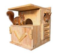 Extra-Large Solid Cedar Squirrel House - Handmade Outdoor Nest Box with Porch for Squirrels & Chipmunks | Includes Mounting Kit for Tree, Fence or Backyard