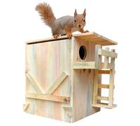Extra-Large Solid Cedar Squirrel House - Handmade Outdoor Nesting Box with Porch for Squirrels & Chipmunks | Easy Mounting Kit for Tree, Fence, or Backyard