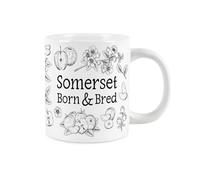 Extra Large Somerset Born & Bred Mug - Black & White Fruits County - Jumbo Novelty Coffee/Tea Hot Drinks Cup Present