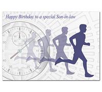 Extra Large Son-in-law Birthday Card - XL Big thick A4 size - Special Traditional Bday Greeting Men Him - Unusual Cool Art Running Man Sports Theme - Huge Happy Wishes - UK Eco-Friendly