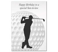 Extra Large Son-in-law Birthday Card - XL Big thick A4 size - Special Traditional Bday Greeting Men Him - Unusual Cool Golf Sports Golfing Golfer Art - Huge Happy Wishes - UK Eco-Friendly