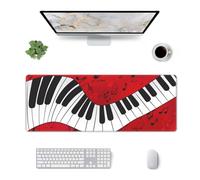 Extra Large Square Rubber Music Note Piano Print Mouse pad,Keyboard pad,Office Desk mat,30 x 80 cm.