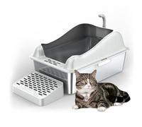 Extra Large Stainless Steel Litter Box | High Wall, Non-Sticky, Easy to Clean, Anti-Leakage Design with Footboard and Scoop Included