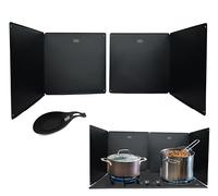 Extra Large Stainless Steel Oil Splash Guard, Heavy-Duty Nonstick Stove Backsplash Protector for Stove Top & Frying [Set of 2 with 2 Panels each - 15.7” x 15.7”] with Spoon Rest.