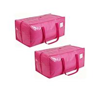 Extra Large Storage Bags, 23 Gallon Capacity, Pink Waterproof Moving Totes with Handles and Label Pocket, Heavy Duty Zipper (2, Jelly Pink)