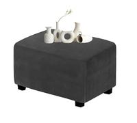 Extra Large Stretch Velvet Footstool Cover Rectangular Furniture Protector for Living Room Elastic Bottom Folding Storage Ottoman Cover Black & Stylish