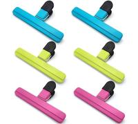 Extra Large Sturdy Food Bag Clips, 6 Pcs Chip Bag Clips Plastic Heavy Duty Air Tight Seal Grip, Freezer Bag Clip for Food Storage, Assorted Colors for Snacks Cereals Coffee Potato Bags