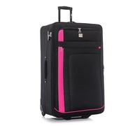 Extra Large Suitcase 32" Expandable Durable Lightweight Suitcases with 2 Wheels and Built-in 3 Digit Combination Lock (Black/Pink, 134 Liters)