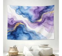Extra Large Tapestry 240x180 cm, Marble Tapestry Wall Hanging for Bedroom,Soft Fabric Backdrop, Purple Blue Watercolor Print Giant Wall Decor for Living Room C-320