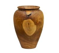 Extra Large Teak Root Urn Vase, Hand Carved Solid Wood, Natural Brown Grain, Vintage Antique Style, 30x40x30cm
