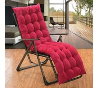 Extra Large Thick Rocking Chair Cushion Non-Slip High-Back Sun Lounger Pad Garden Patio Recliner Mat 48x150cm (19x59inch) - Comfortable Outdoor Seat Cushion in Red