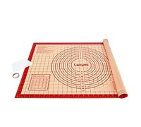 Extra Large & Thick Silicone Baking Mat 71×51 cm, Non Stick Pastry Rolling Sheet with Measurement, Non-Slip Silicon Dough kneading Board, Counter Table Mat, Placemat, for Pie/Cake/Pizza (Red+Scraper)