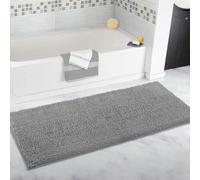 Extra Large Ultra Soft Chenille Bathroom Rug, Non-Slip & Super Absorbent Bath Mat Runner, Plush Floor Carpet for Bathroom, Light Grey, 80x120cm