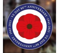 Extra Large VE Day 80th Anniversary Decoration Window Sticker - VE Day Decoratons Remembrance Poppy Roundel Window Sticker for Shops and Home