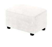 Extra Large Velvet Ottoman Cover Stretch Sofa Protector for Rectangular Footstools & Poufs Fur Shield White Fits Large/Medium/Small Ottomans