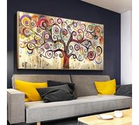 Extra Large Wall Art Abstract Gold Tree of Life Framed Modern Artwork Canvas Painting Tree Pictures Wall Decor for Living Room Bedroom Dining Room Home Office Decor 55x110cm/22x43inch Ready to Hang