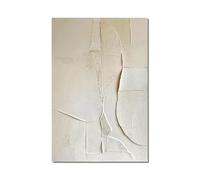 Extra Large Wall Art Print Oversized Painting on Canvas Pictures Beige White Minimalist Textured Wall Artwork Pictures for Living Room Bedroom Decor 70 x 50cm (28 x 20 inch) Frameless