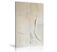 Extra Large Wall Art Print Oversized Painting on Canvas Pictures Beige White Minimalist Textured Wall Artwork Pictures for Living Room Bedroom Decor Ready to Hang 90 x 70cm (35 x 28 inch)