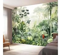 Extra Large Wall Mural 400 x 280 cm(WxH), Plant and Forest Pattern Pattern, Removable Photo Wallpaper for Spacious Living Room, Green