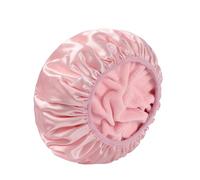 Extra Large Waterproof Shower Cap for Women - Triple Layer Microfiber Terry Cloth & Silky Satin, Reusable Bathing Cap for Long Hair