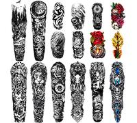 Extra Large waterproof Temporary Tattoos 8 Sheets Full Arm Fake Tattoos and 8 Sheets Half Arm Tattoo Stickers for Men and Women (58x18CM)…