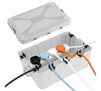 Extra Large Weatherproof Waterproof Outdoor Electric Box, IP54 Rated, Grey | Outside Electrical Connection Box Waterproof Extension Cord Covers for Plug, Extension Cables, Holiday Lights, 32x21.2x13.2cm