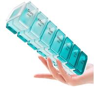 Extra Large Weekly Pill Organizer 2 Times a Day - XL Pill Case Am Pm - Big Pill Box 7 Day Oversized Daily Vitamin Organizer Jumbo Pill Container Medicine Holder Twice a Day Supplement Dispenser Blue