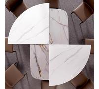 Extra Large White Marble Round Folding Table Top | 51" Wooden Banquet Table No Legs | Heavy Duty Fold-in-Quarter Dining Table | & Stylish Design