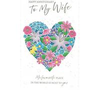 EXTRA LARGE WIFE ANNIVERSARY CARD. 8 PAGE INSERT. 12 X 7.5 INCHES