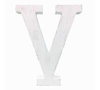 Extra Large Wood Decor Letters Wood Distressed White Letters DIY Block Words Sign Alphabet Free Standing Hanging for Home Bedroom Office Wedding Party (V)