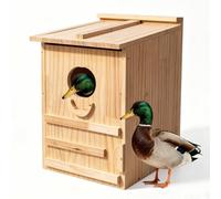 Extra-Large Wood Duck House - Handcrafted Natural Solid Wood Nesting Box for Wood Ducks & Mergansers, Easy Pole Mounting Kit for Pond, Wetland & Backyard