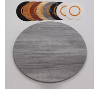 Extra Large Wooden Lazy Susan 30in Rotating Serving Tray for Dining Table Silent Spin Grey Oak Perfect for Kitchen & Entertaining 80-100cm Options