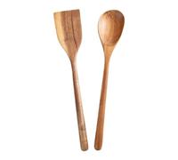 Extra Large Wooden Utensils for Cooking, Big Wooden Corner Spoon Spatula, Long Handle Giant Kitchen Cooking Utensil Set of 2, 17" Heavy Duty Wood Scoop Spoons Serving Large Food, Safe and Easy to Use