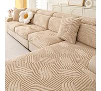Extra Large XL Funda Sofa Chaise Longue Protector Stretch Cover for Left/Right Arm Sofa Durable Couch Slipcover for 1/2/3/4 Seat Khaki Color