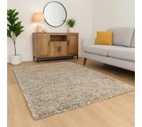 Extra Large Yellow White Grey Spot Pattern Shaggy Rug Soft Cushioned Fibres for Living Room Bedroom 240cm x 330cm (7ft 10" x 10ft 10")
