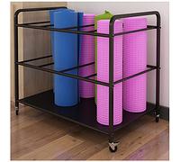 Extra Large Yoga Mat Storage Trolley - Narrow Foam Roller Rack with 2 Lockable Wheels for Home Gym Studio Office Fitness Equipment