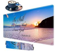 Extra Length 35.5 X 15.7 Inch Large Gaming Mouse Pad, Rubber Non-Slip Base, Large Desk, Desk Mat, Decorative Mouse Pad, Suitable for Office, Home (with Coasters) - Beach Christian Psalm 46:10