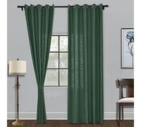 Extra Long 100" W x 102" L Peacock Linen Drapes Room Darkening Grommet Premium Natural Blend Ele Window Treatment Perfect for Room Divider 1 Panel with Tieback