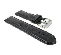 Extra Long, 20mm Alligator Pattern Smartwatch Band Strap fits Motorola 360 (42mm Case) & Many More, Leather, Black