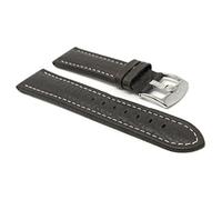 Extra Long, 20mm Brown Smartwatch Band Strap fits Motorola 360 (42mm Case) & Many More, Leather, Buffalo Pattern, White Stitching