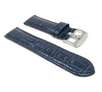 Extra Long, 22mm Smartwatch Band Strap fits Motorola 360 (46mm Case), Samsung S3 Classic & Many More, Alligator Pattern, Leather, Blue