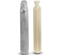 Extra Long 2L Hot Water Bottle with Soft Fleece Cover - Neck, Shoulder, Back & Leg Warmer - Hand & Feet Heat Therapy - Pain Relief for Cramps, Aches - Grey Heat Pack Wrap | M&W