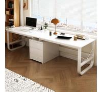 Extra Long 2Person Desk with DrawersSturdy White Computer Desk for Home Office Ideal for Collaborative Workspaces & Team Projects (78.74in/200cm)