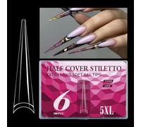 Extra Long 5XL Clear French Nails Tips For Creative Nails Designs 180pcs In Various Sizes Manicure Nails Art Accessories