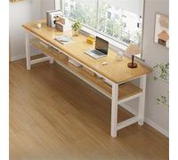 Extra-Long 63" Writing Desk - 15.7" Square Office & Living Room Table with Shelf, Light Brown/White h - Perfect for Home & Rental Use, Slish & Functal