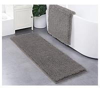 Extra Long Bath Mat,Water Absorbent Large Bathroom Mat Non Slip Bath Rug,Washable Microfiber Bathroom Rug for Tub and Shower,Floor Carpet-Grey-50x80cm