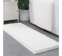 Extra Long Bath Mat,Water Absorbent Large Bathroom Mat Non Slip Bath Rug,Washable Microfiber Bathroom Rug for Tub and Shower,Floor Carpet-White-45x120cm