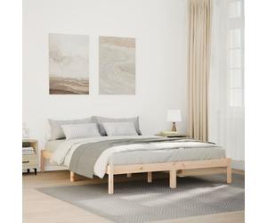 Extra Long Bed Frame Natural Solid Pine 80x210cm Slatted Profile Rustic Wide Eco